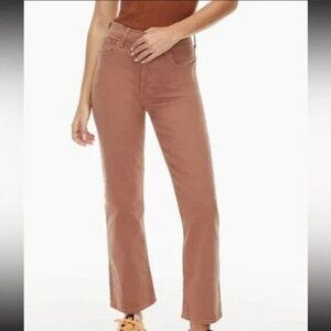 DENIM FORUM Aritzia The Arlo High Rise Straight 28L Jean Sz 25 Washed Brown